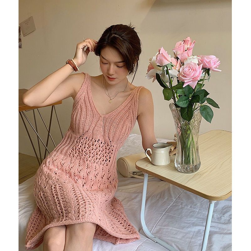 Jiashucheng Đầm Ngắn Dệt Kim Hai Dây Màu Trơn Kiểu Pháp Thời Trang Mùa Hè Mới Cho Nữ