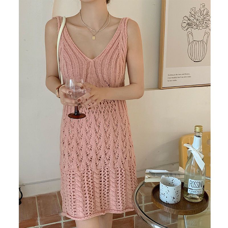 Jiashucheng Đầm Ngắn Dệt Kim Hai Dây Màu Trơn Kiểu Pháp Thời Trang Mùa Hè Mới Cho Nữ