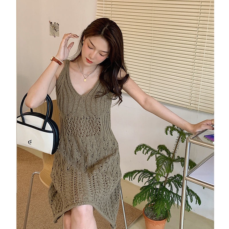 Jiashucheng Đầm Ngắn Dệt Kim Hai Dây Màu Trơn Kiểu Pháp Thời Trang Mùa Hè Mới Cho Nữ