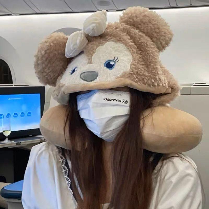 Gối Kê Cổ Chữ u Có Mũ Trùm Đầu Hình Gấu Quỷ Hoạt Hình Dễ Thương