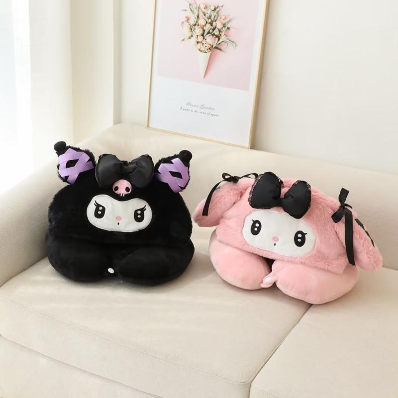 Gối Kê Cổ Chữ U Có Mũ Trùm Đầu Hình Melody Hoạt Hình Dễ Thương