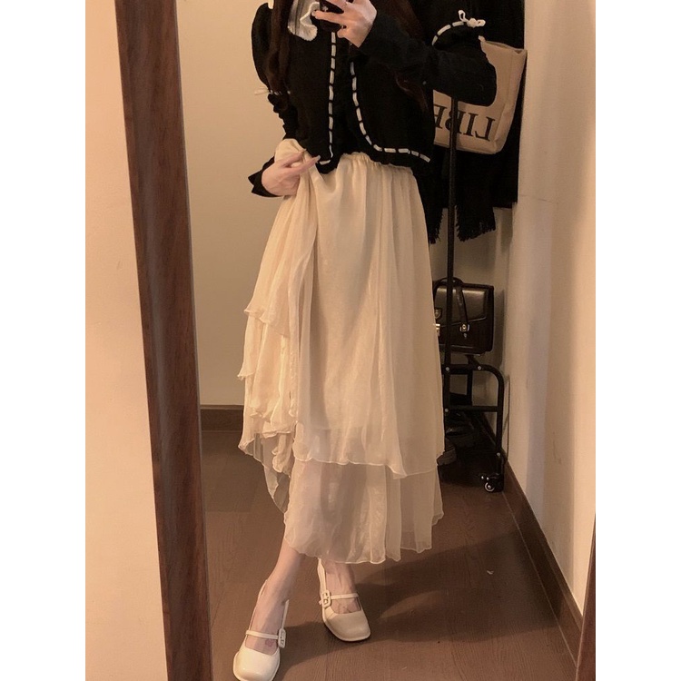 Jiashucheng Chân Váy Chữ A Lưng Cao Dáng Ôm Dài Vừa Phải Ánh Ngọc Trai Thời Trang Mùa Xuân Phong Cách Mới Dành Cho Bạn