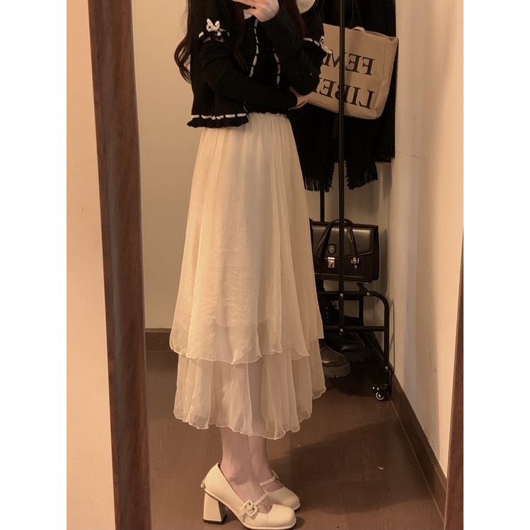 Jiashucheng Chân Váy Chữ A Lưng Cao Dáng Ôm Dài Vừa Phải Ánh Ngọc Trai Thời Trang Mùa Xuân Phong Cách Mới Dành Cho Bạn