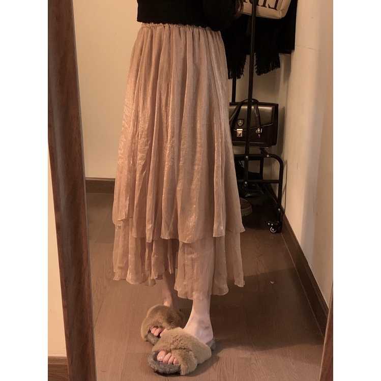 Jiashucheng Chân Váy Chữ A Lưng Cao Dáng Ôm Dài Vừa Phải Ánh Ngọc Trai Thời Trang Mùa Xuân Phong Cách Mới Dành Cho Bạn