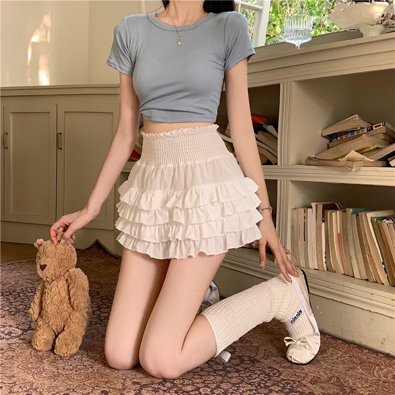 Jiashucheng Chân Váy Trắng Tầng Eo Cao Ôm Dáng Phong Cách Mới Mùa Hè 2023 Dễ Phối Đồ Cho Nữ