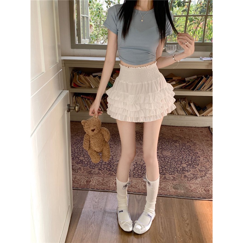 Jiashucheng Chân Váy Trắng Tầng Eo Cao Ôm Dáng Phong Cách Mới Mùa Hè 2023 Dễ Phối Đồ Cho Nữ