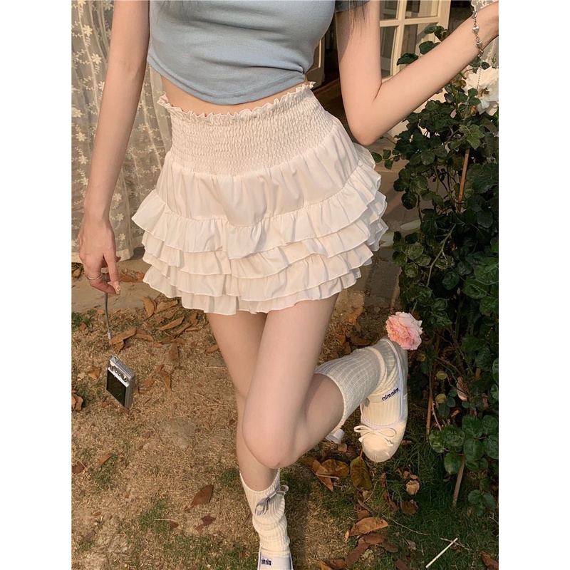 Jiashucheng Chân Váy Trắng Tầng Eo Cao Ôm Dáng Phong Cách Mới Mùa Hè 2023 Dễ Phối Đồ Cho Nữ