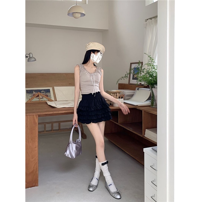 Jiashucheng Chân Váy Trắng Tầng Eo Cao Ôm Dáng Phong Cách Mới Mùa Hè 2023 Dễ Phối Đồ Cho Nữ