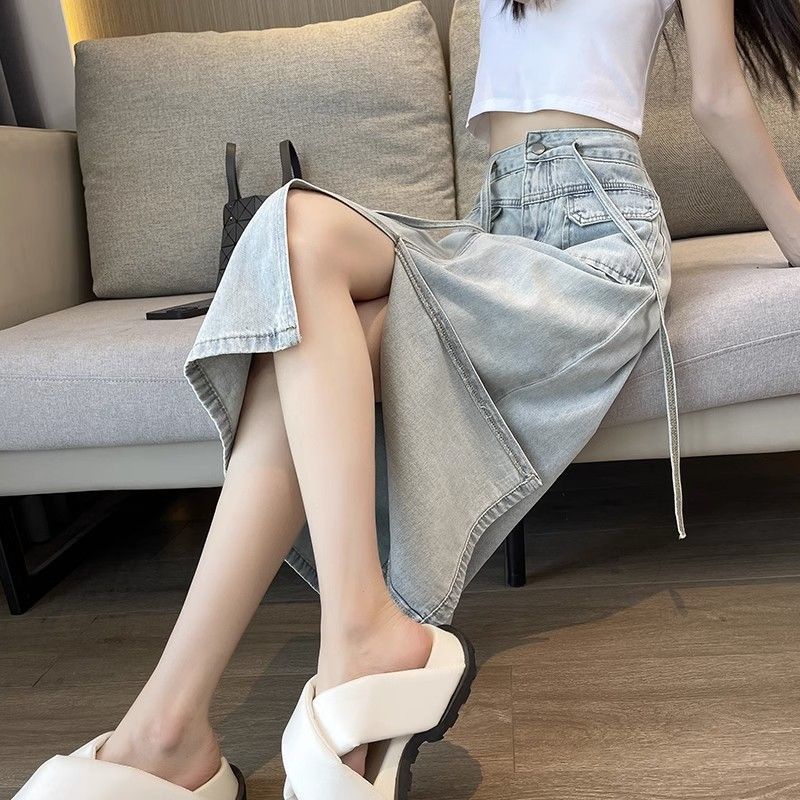 Chân Váy Denim Lưng Cao Dáng Rộng Thiết Kế Mới Thời Trang