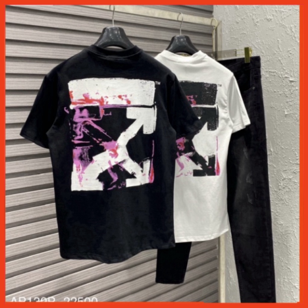 Áo Phông Nam Nữ In Chữ Off White dấu X vảy loang hồng hai mặt ,Áo Thun Unisex 2 Màu Đen Trắng Siêu Cấp Cực Nét 20