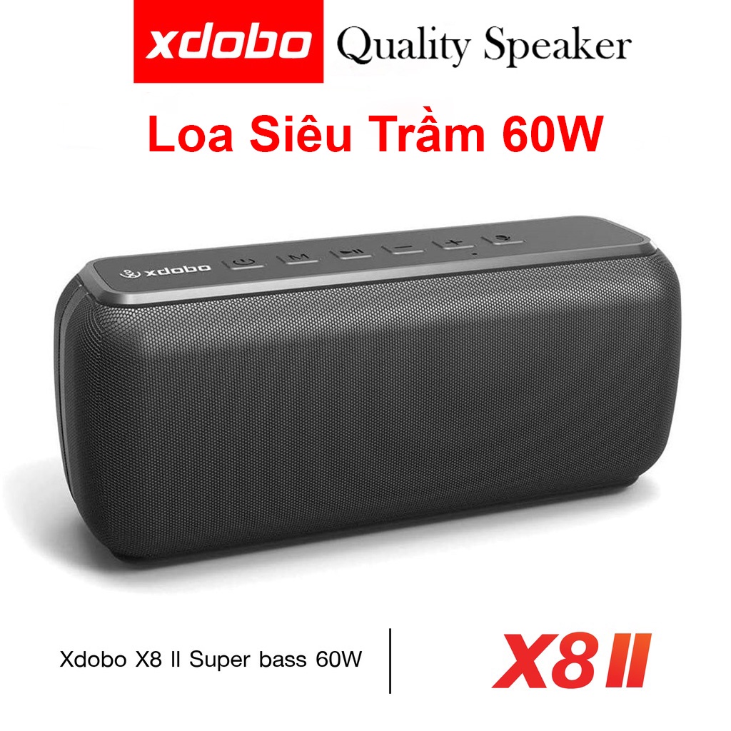 Loa Bluetooth Xdobo X8 II, Công suất 60W, chống nước IPX5 Hỗ Trợ Thẻ TF, Kết nối TWS - Bảo hành 12 tháng