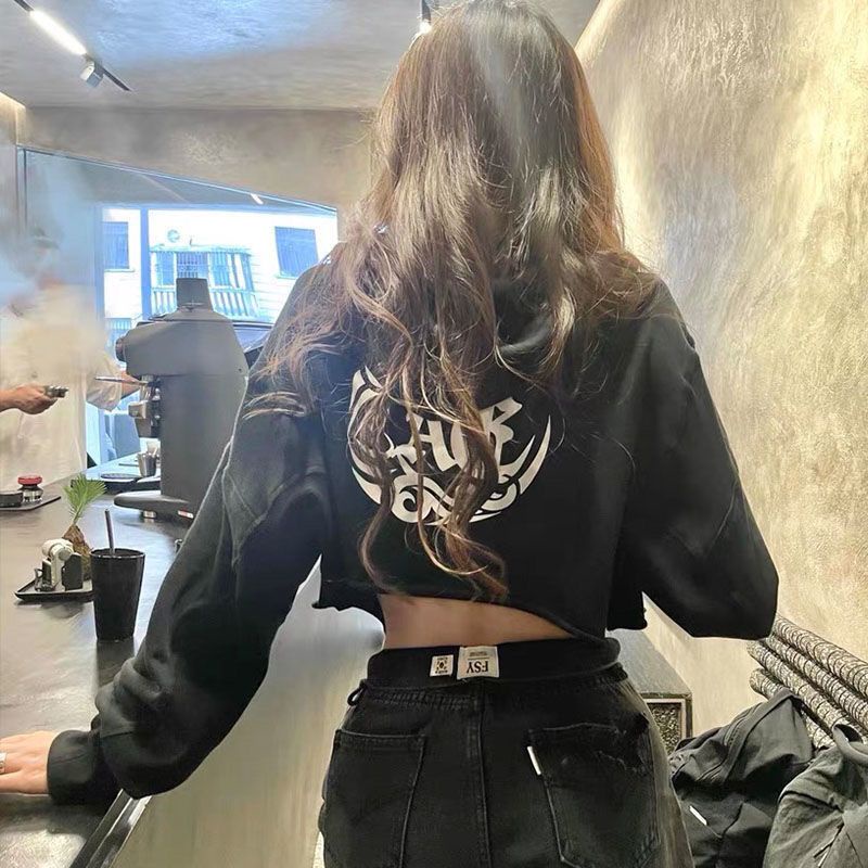 Jiashucheng Áo Khoác Thể Thao Có Mũ Trùm Dáng Ngắn Rộng Phong Cách Mới Thời Trang Xuân Thu