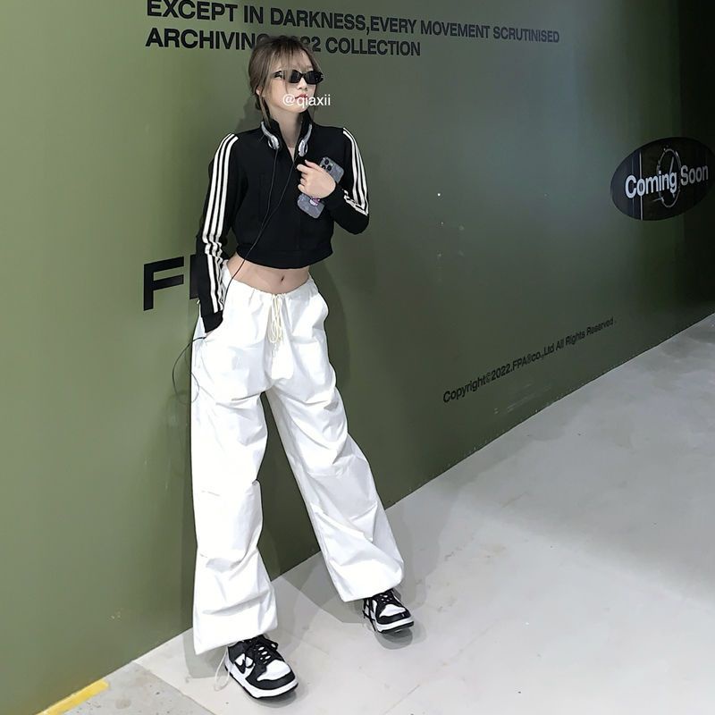 Jiashucheng Áo Khoác Thể Thao Dáng Ngắn Tay Dài Cổ Đứng Có Khóa Kéo Thời Trang Mùa Thu Cho Nữ