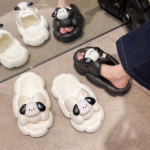 Dép Quai Ngang Đế Dày In Hình Cún Con Dễ Thương Thời Trang Cho Nữ