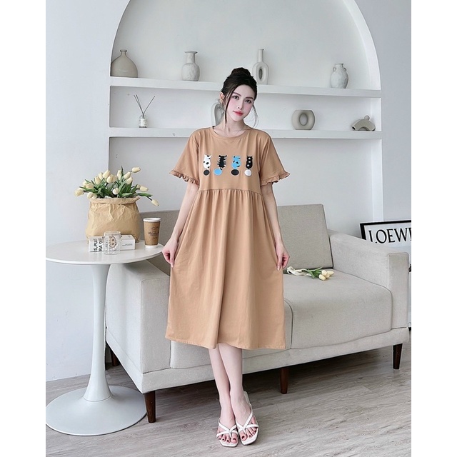 BOBIMOM| Đầm thun co giãn, vải mát hè năng động