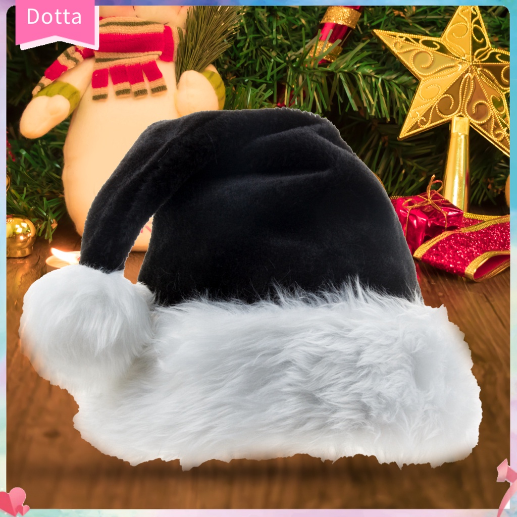 Mũ ông già Noel màu đen chất liệu nhung hóa trang đa dụng