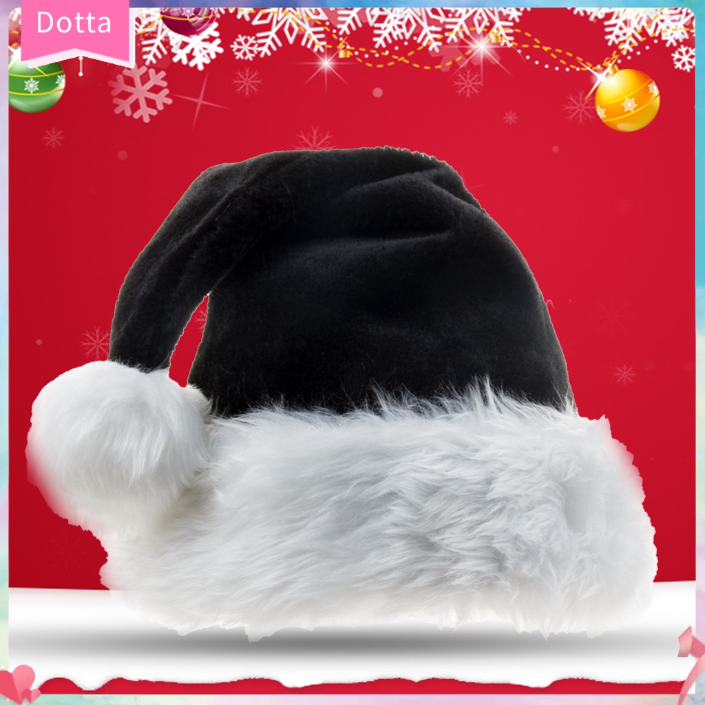 Mũ ông già Noel màu đen chất liệu nhung hóa trang đa dụng