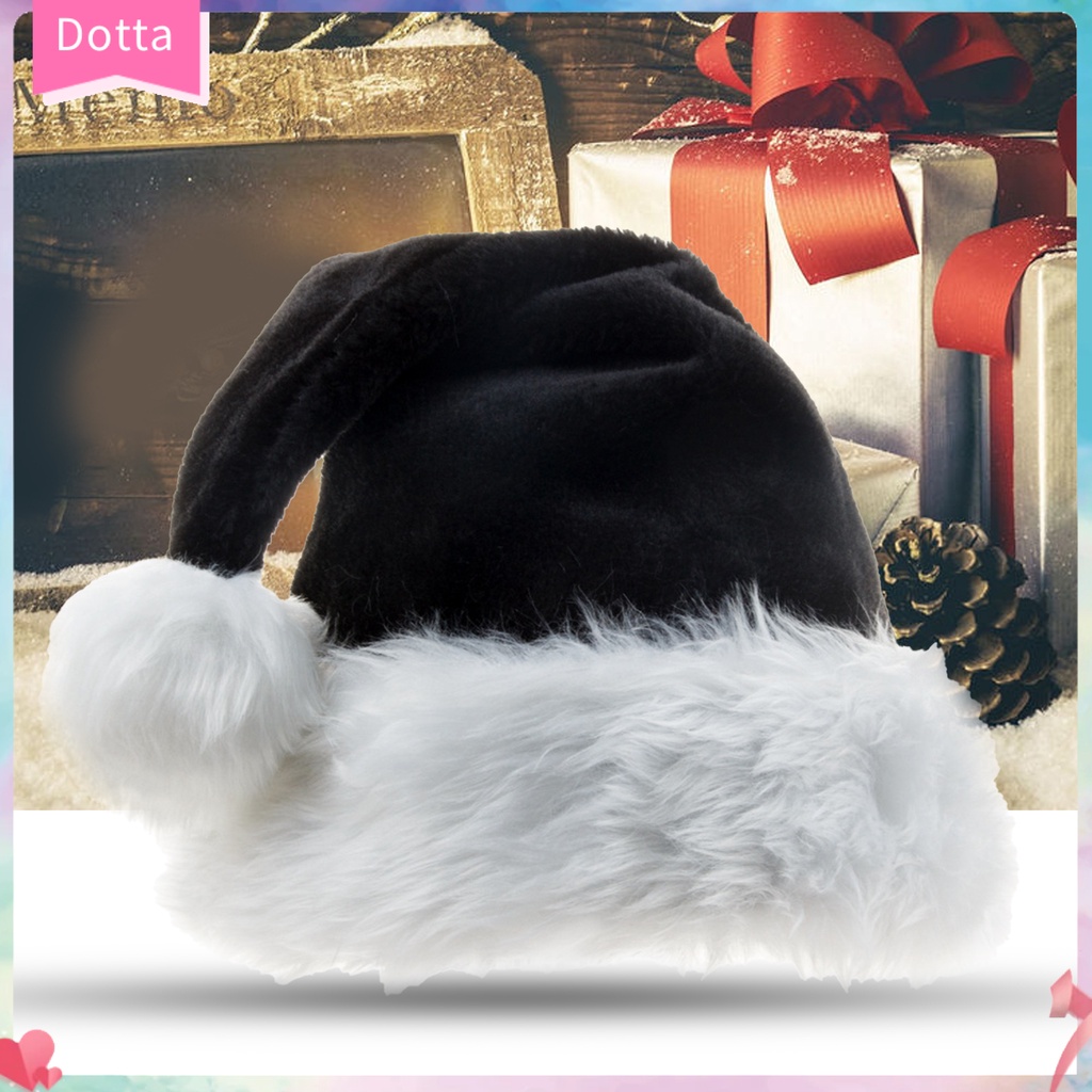 Mũ ông già Noel màu đen chất liệu nhung hóa trang đa dụng