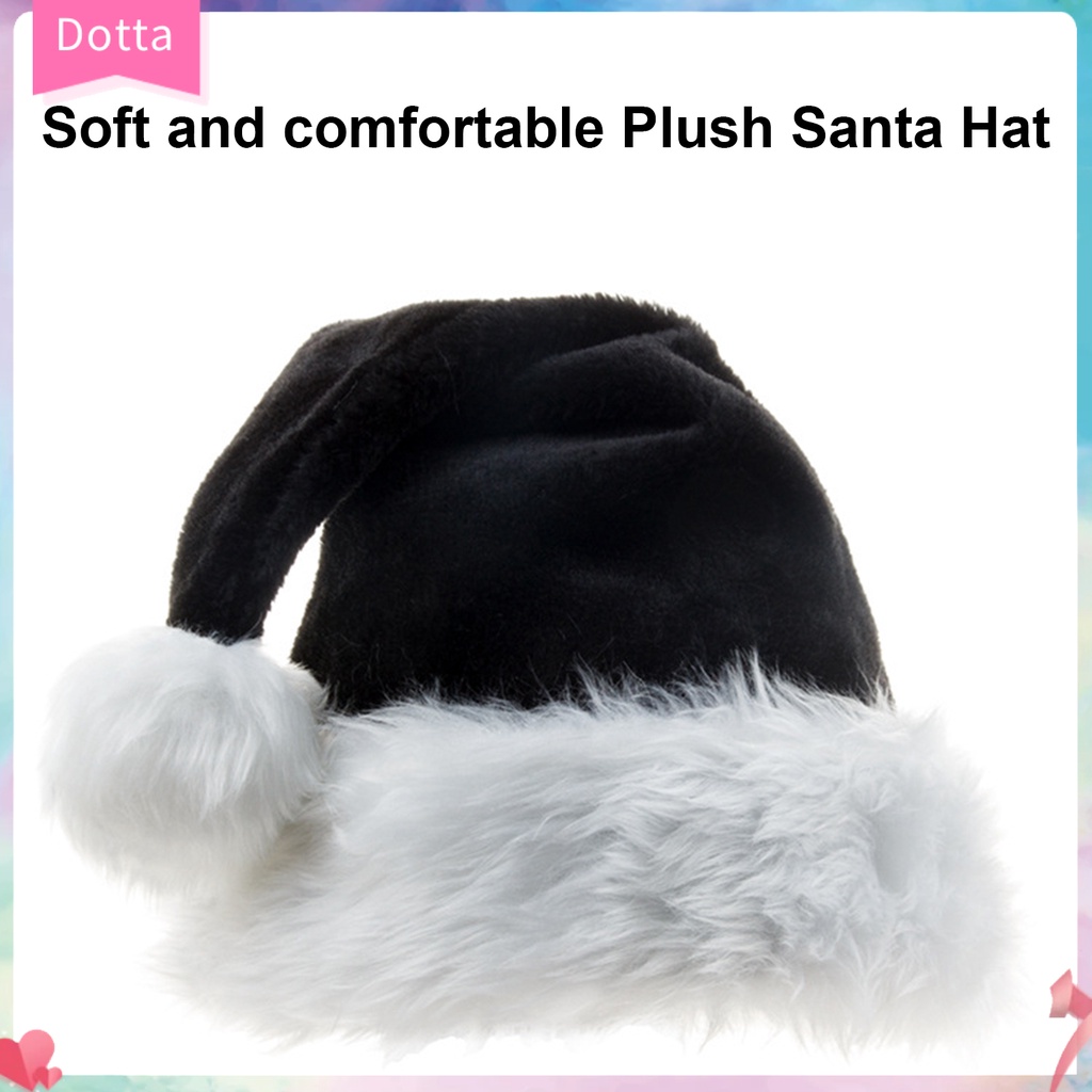 Mũ ông già Noel màu đen chất liệu nhung hóa trang đa dụng