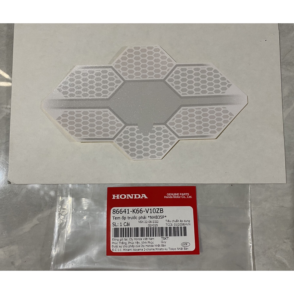 Tem ốp trước bên phải Air Blade 125  màu Trắng chính hãng Honda