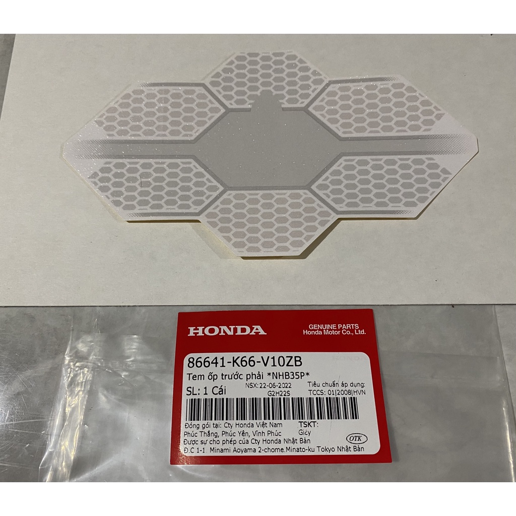 Tem ốp trước bên phải Air Blade 125  màu Trắng chính hãng Honda