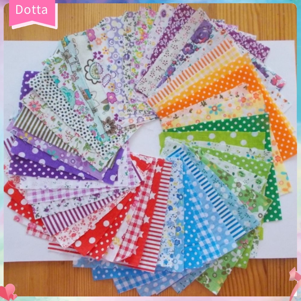 Set 50 Miếng Vải Cotton 10X10Cm Họa Tiết Hoa Dùng May Đồ Búp Bê DIY