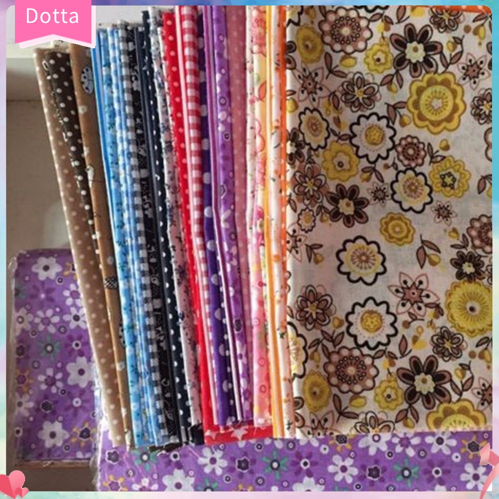 Set 50 Miếng Vải Cotton 10X10Cm Họa Tiết Hoa Dùng May Đồ Búp Bê DIY