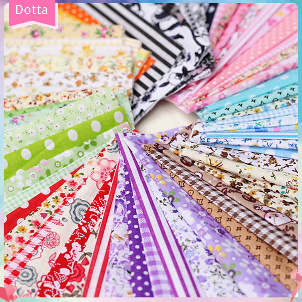 Set 50 Miếng Vải Cotton 10X10Cm Họa Tiết Hoa Dùng May Đồ Búp Bê DIY