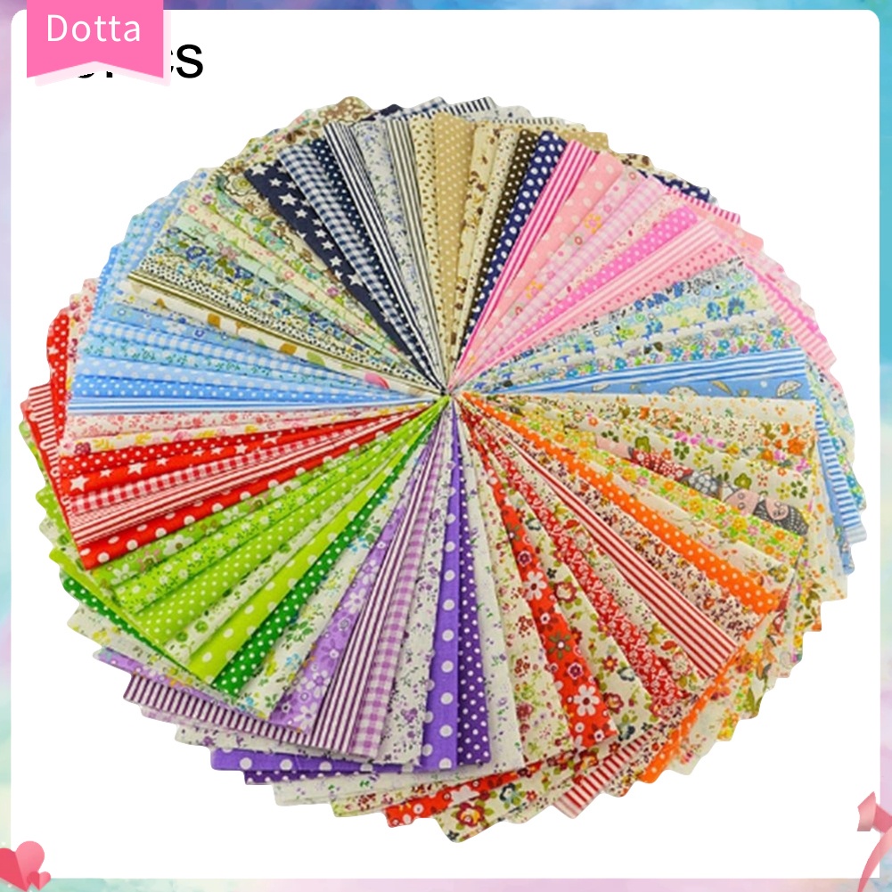 Set 50 Miếng Vải Cotton 10X10Cm Họa Tiết Hoa Dùng May Đồ Búp Bê DIY