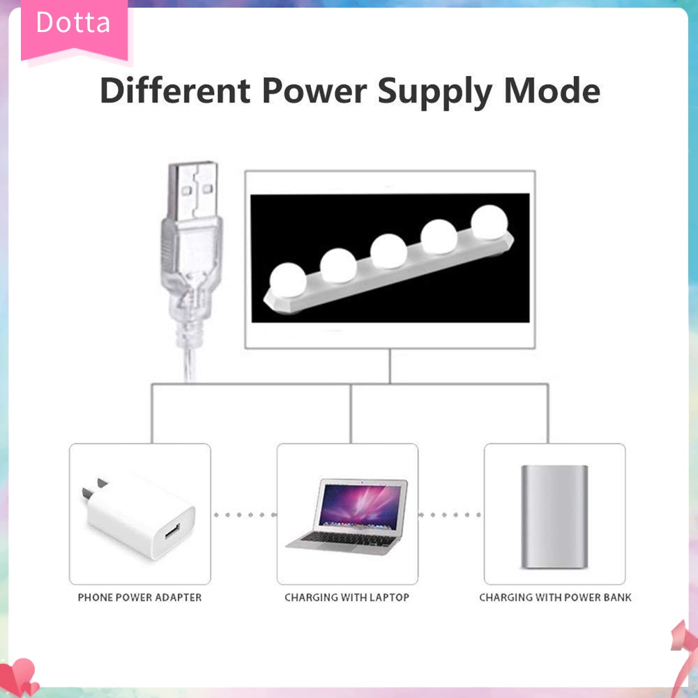 Đèn Led Trang Điểm Gắn Gương Trang Điểm 5 Bóng Có Giác Hút Tiện Dụng