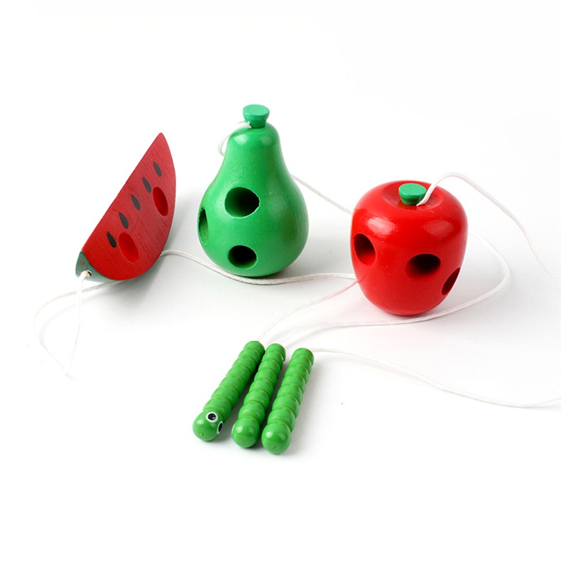 Đồ Chơi Hình Sâu Bướm Ăn Táo Bằng Gỗ Dành Cho Trẻ Em luyện tay