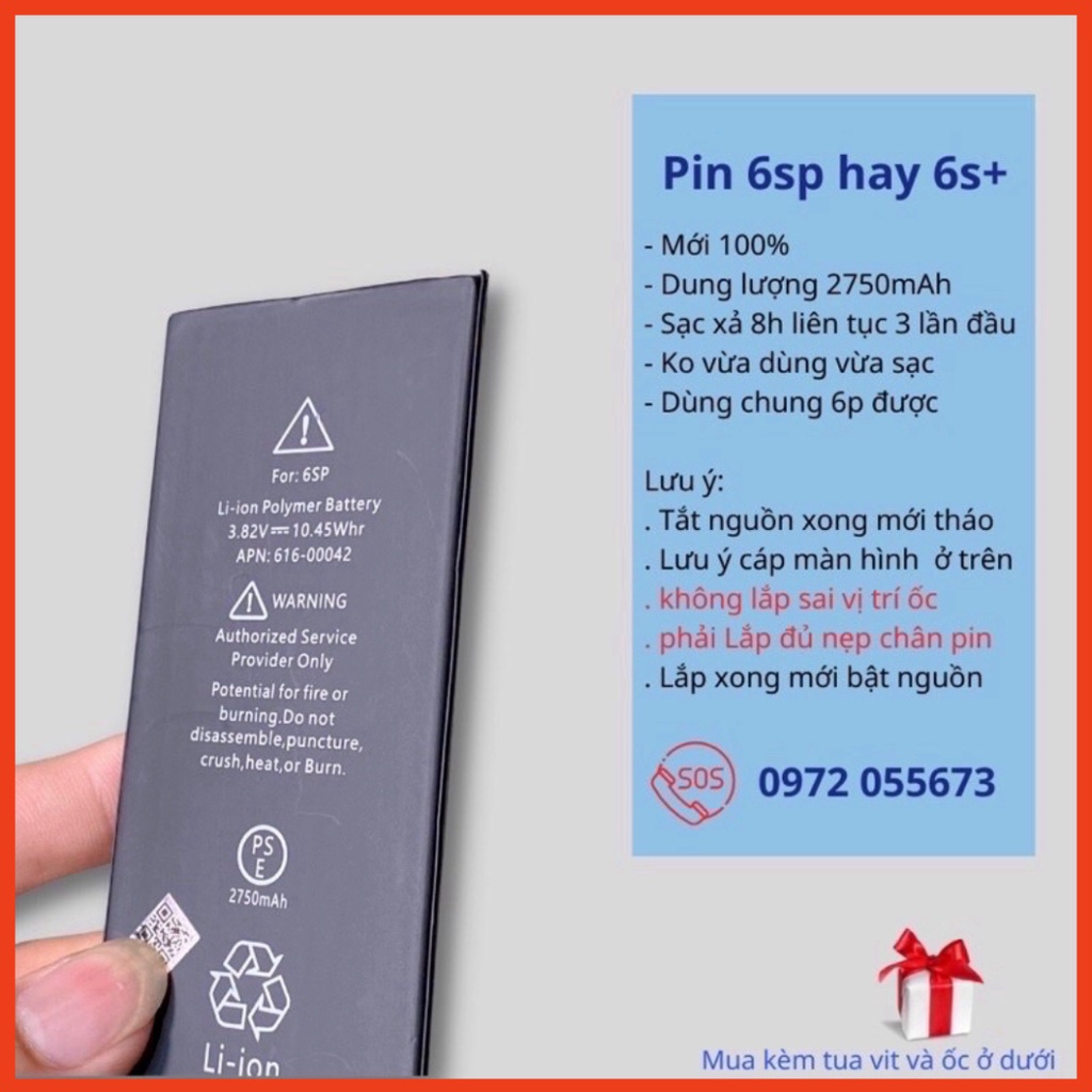 PIN EU ZIN Cho IP 5/ 5s/ 5c/ 5se/ 6/ 6p/ 6s/ 6sp/ 7/ 7p/ 8/ 8p Mới 100% Bảo Hành 12 Tháng Tặng Kèm Siu Dán MDst