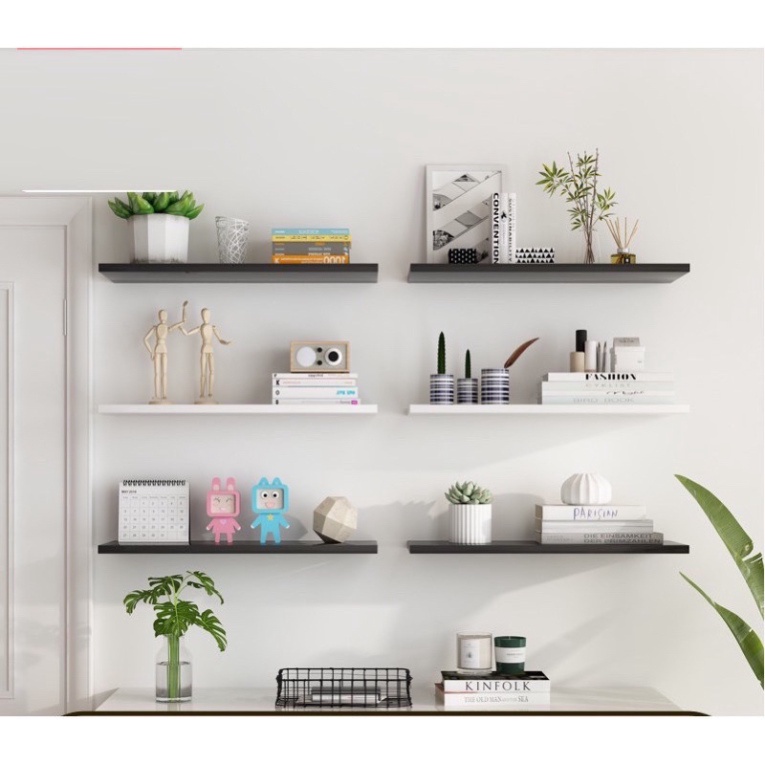 Kệ gỗ treo tường dấu vít kèm phụ kiện rộng 20cm chiều dài tuỳ chọn