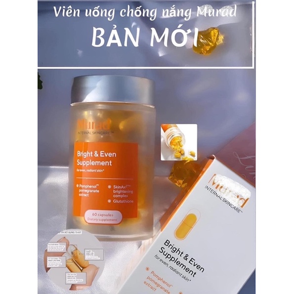 Viên Uống Chống Nắng Cải Tiến Murad BRIGHT & EVEN SUPPLEMENT (60 VIÊN) (HỘP) - DR22