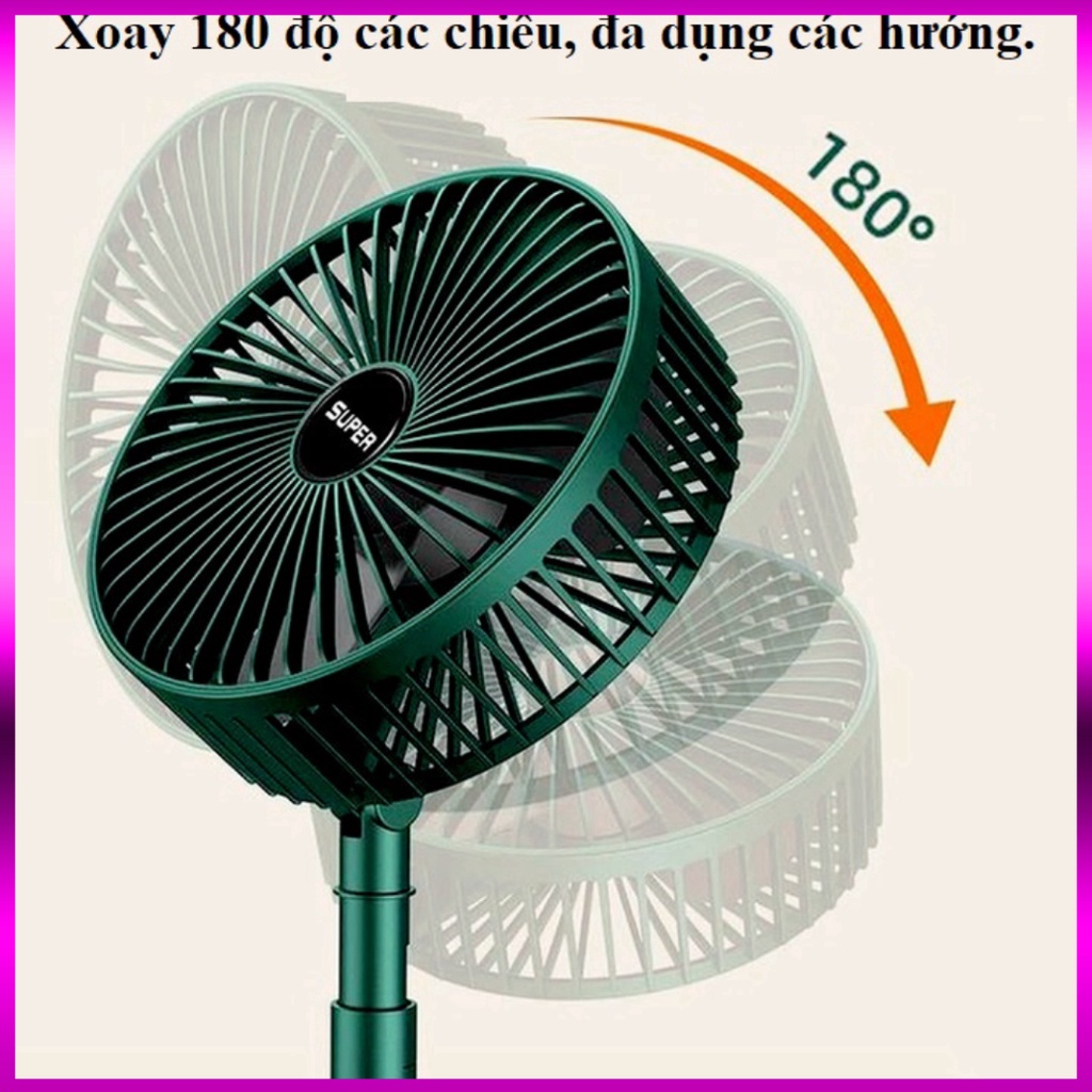 Quạt Super Fan Tích Điện Mini Gập Gọn Để Bàn 3 Cấp Độ Gió Siêu Mát Siêu Tiện Lợi chất lượng bền đẹp | BigBuy360 - bigbuy360.vn