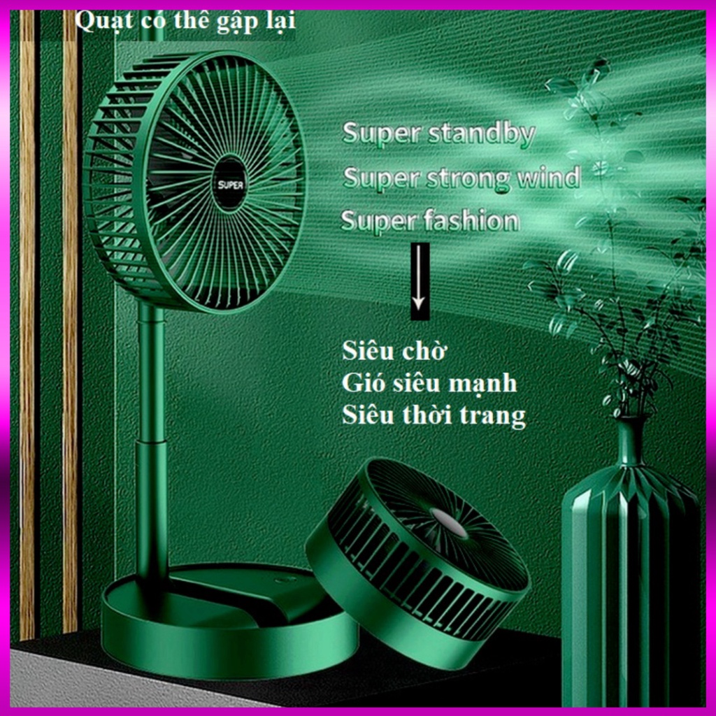 Quạt Super Fan Tích Điện Mini Gập Gọn Để Bàn 3 Cấp Độ Gió Siêu Mát Siêu Tiện Lợi chất lượng bền đẹp | BigBuy360 - bigbuy360.vn