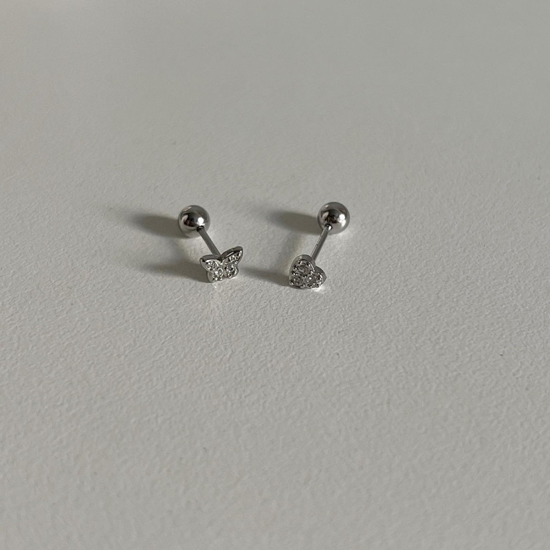 𝐯𝐞𝐥𝐯𝐞𝐭𝐩𝐢𝐧𝐤.𝐚𝐜𝐜🇰🇷 | Khuyên tai chốt bi vặn mặt gắn đá