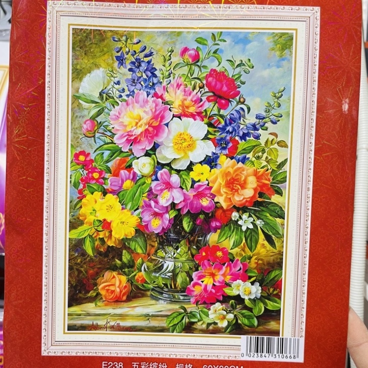 Tranh Thêu Chữ Thập Bình Hoa Thêu Kín E238  MẪU MỚI