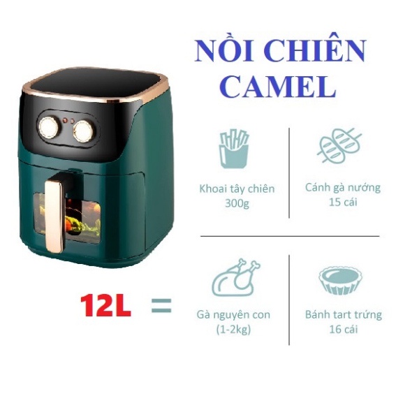 NỒI CHIÊN KHÔNG DẦU CAMEL 12L/ 10 LÍT NỘI ĐIA TRUNG