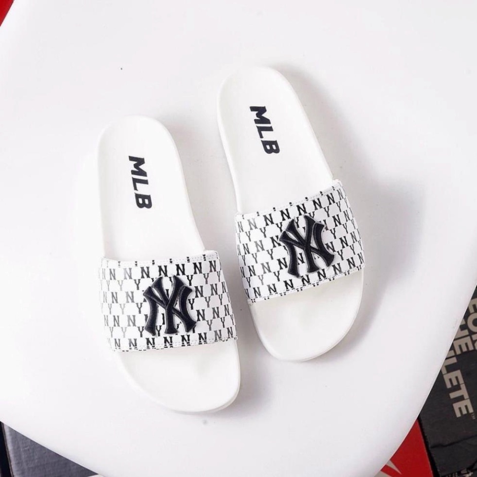 Dép NY unisex cao cấp chữ thêu nổi sắc nét, dép quai ngang dáng thể thao ôm chân đủ size 37-43.