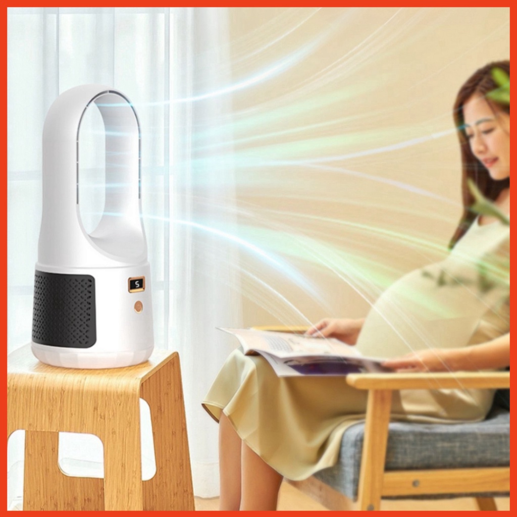 Quạt tích điện không cánh để bàn sạc USB 6 chế độ màn hình LED đa chức năng, bảo hành 12 tháng MDst | BigBuy360 - bigbuy360.vn
