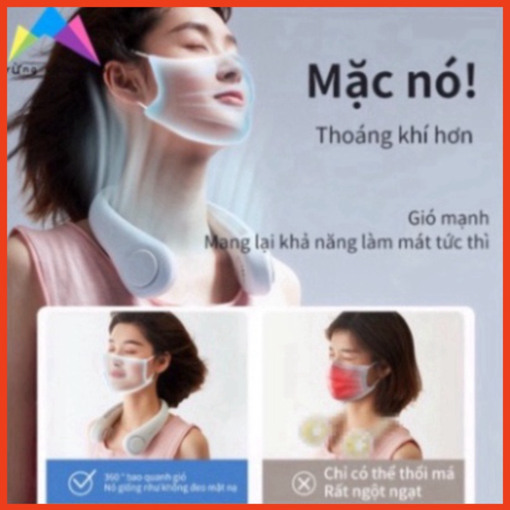 Quạt mini đeo cổ không cánh làm mát thông minh 360 độ, quạt treo cổ tích điện 3 chế độ pin 2400mAh sạc USB - QC2 MDst | BigBuy360 - bigbuy360.vn