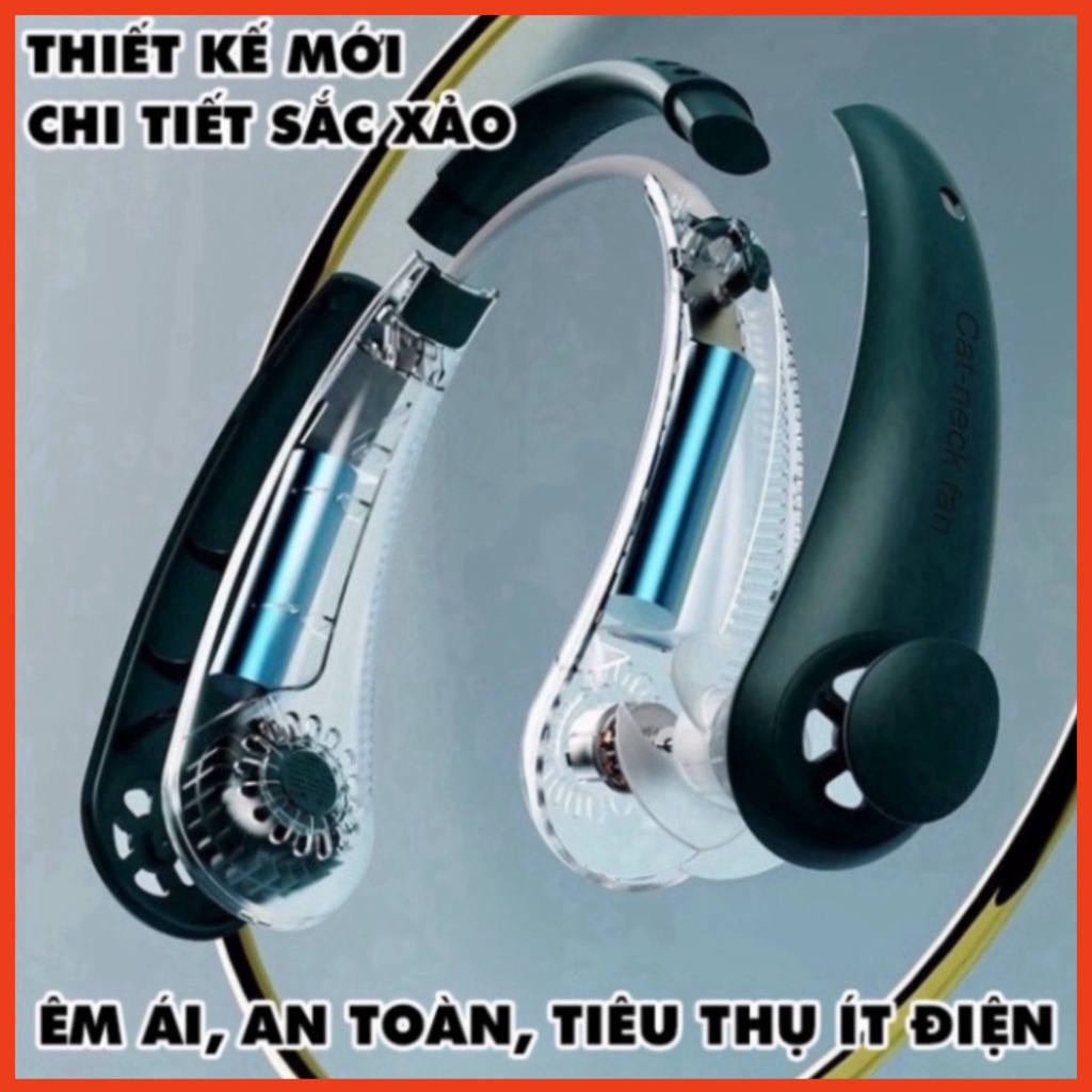 Quạt mini đeo cổ không cánh làm mát thông minh 360 độ, quạt treo cổ tích điện 3 chế độ pin 2400mAh sạc USB - QC2 MDst | BigBuy360 - bigbuy360.vn