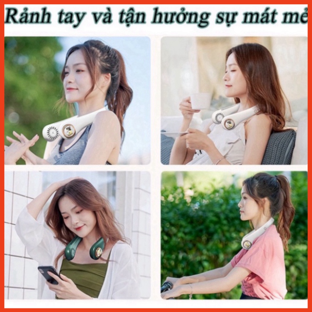 Quạt mini đeo cổ không cánh làm mát thông minh 360 độ, quạt treo cổ tích điện 3 chế độ pin 2400mAh sạc USB - QC2 MDst | BigBuy360 - bigbuy360.vn