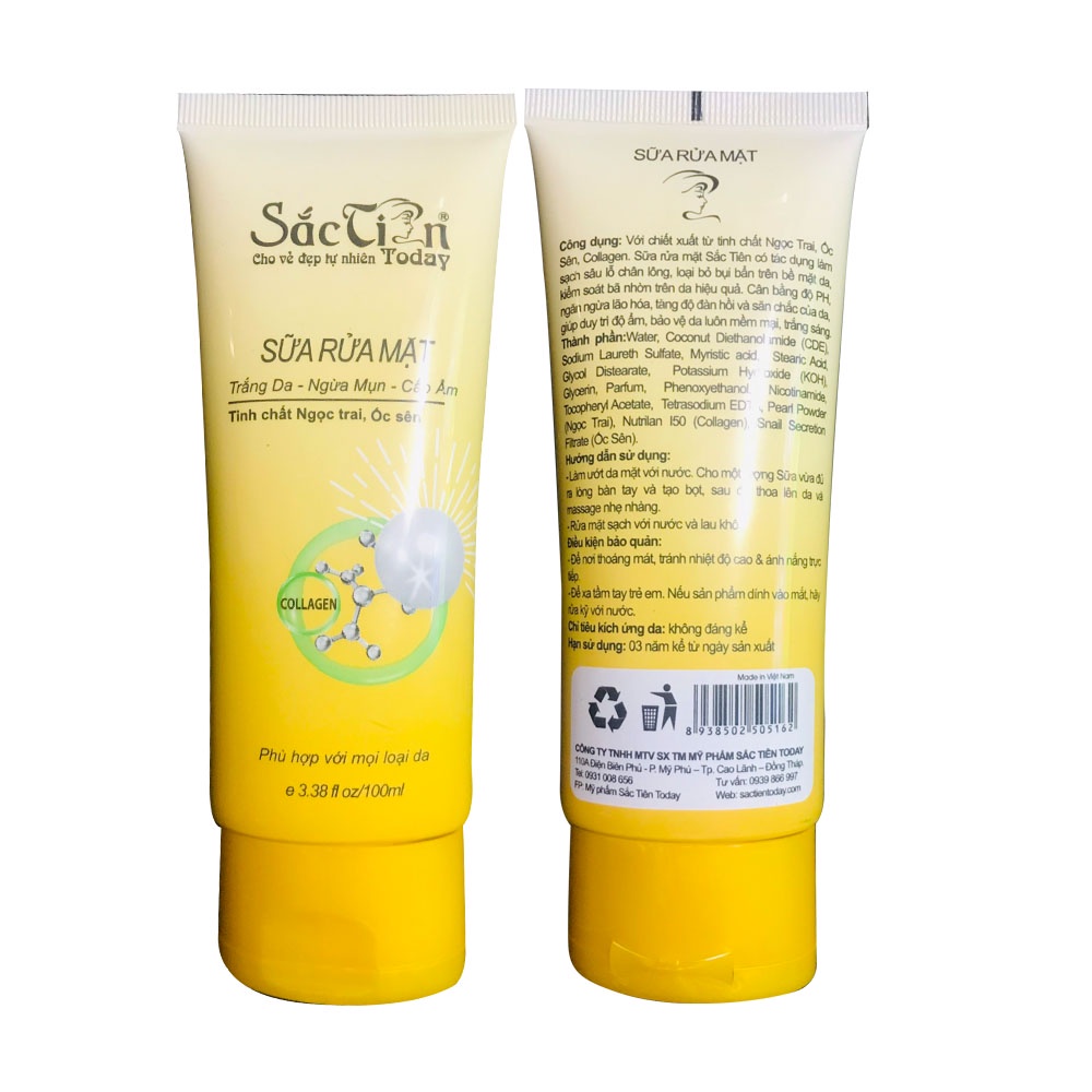 Sữa rửa mặt sắc tiên sạch mụn nhờn 100ml (MẪU MƠI ) (MUA 3 TUÝP TẶNG 1 KEM NÁM 5G SẮC TIÊN )