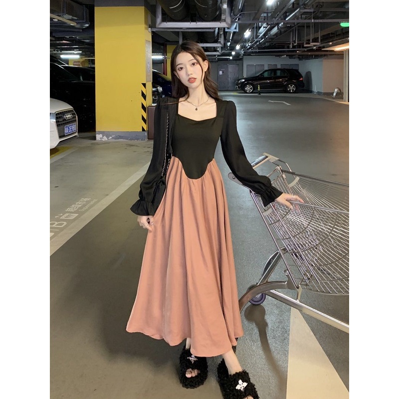 Đầm Nữ Tay Dài Giả Hai Lớp Thời Trang Quyến Rũ