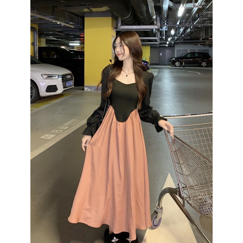 Đầm Nữ Tay Dài Giả Hai Lớp Thời Trang Quyến Rũ