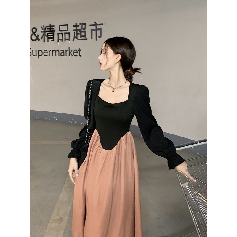 Đầm Nữ Tay Dài Giả Hai Lớp Thời Trang Quyến Rũ