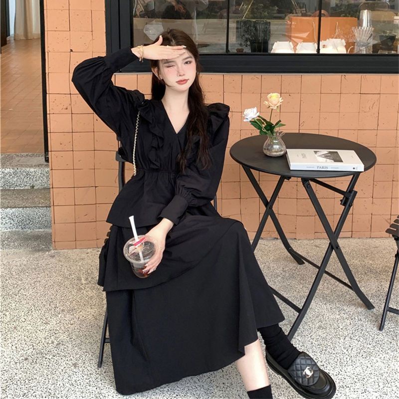 Đầm Tầng Tay Dài Cổ Chữ V Cao Cấp Phong Cách Pháp Thời Trang Mùa Xuân Mới