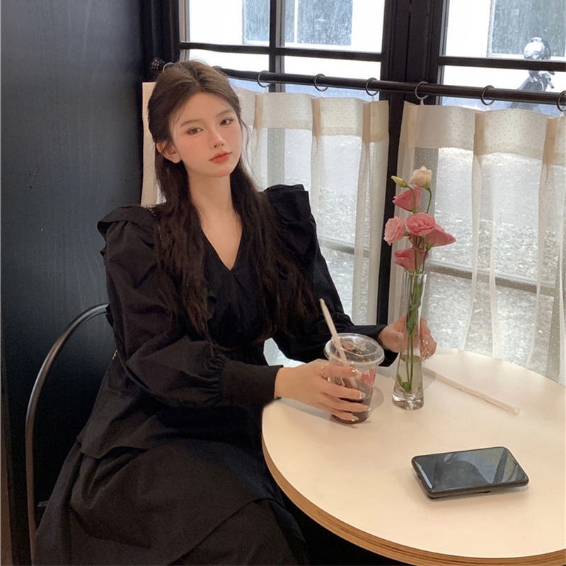 Đầm Tầng Tay Dài Cổ Chữ V Cao Cấp Phong Cách Pháp Thời Trang Mùa Xuân Mới